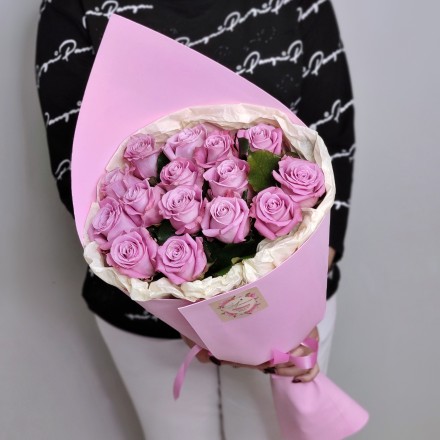 Конвертик счастья №1. 15 фиолетовых роз 