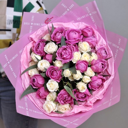 Букет кустовых роз Розовый шарм