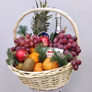 Счастливый Новый год Подарочная корзина с фруктами